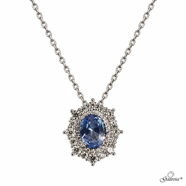 Collana Celeste Azzurra in Argento Rodiato 925 con Zirconi