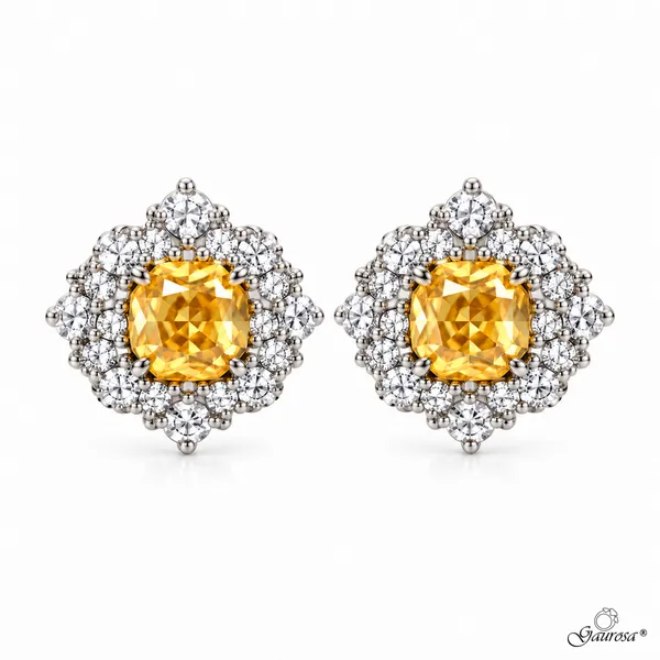 Orecchini Golden Bloom in Argento Rodiato 925 con Zirconi