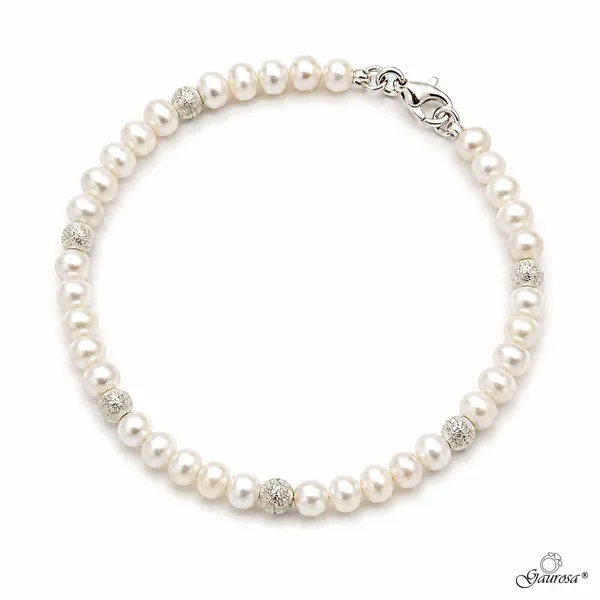 Bracciale Perle di Fiume e Sfere Diamantate